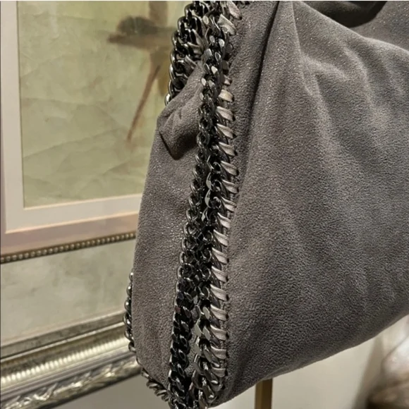 Stella McCartney Falabella Gray Vegan Suede Chain Crossbody Bag - Picture 13 of 14